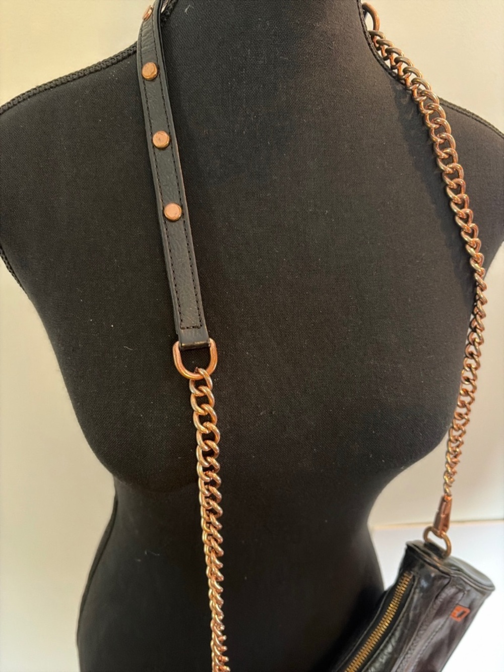 Rebecca Minkoff Mini MAC Black Leather Rose Gold Crossbody Bag